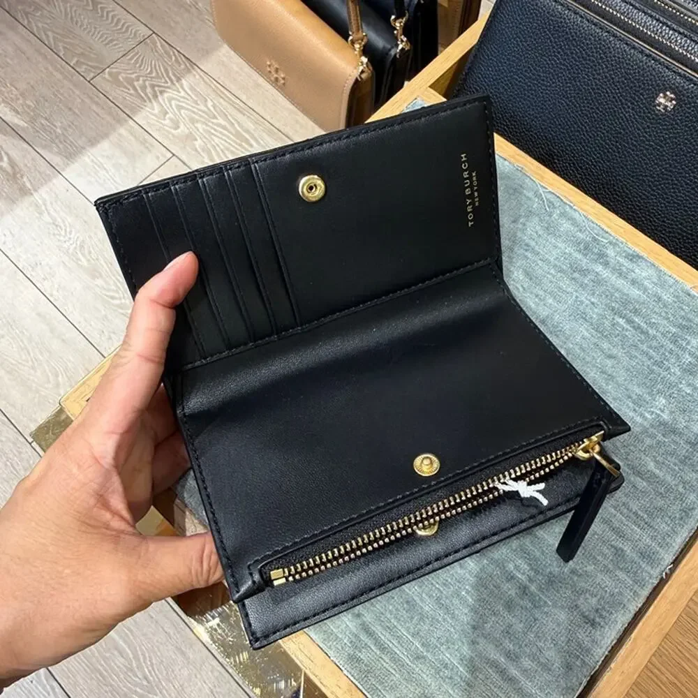New‼️Tory Burch Willa Chevron Medium Wallet 187361 Black $250